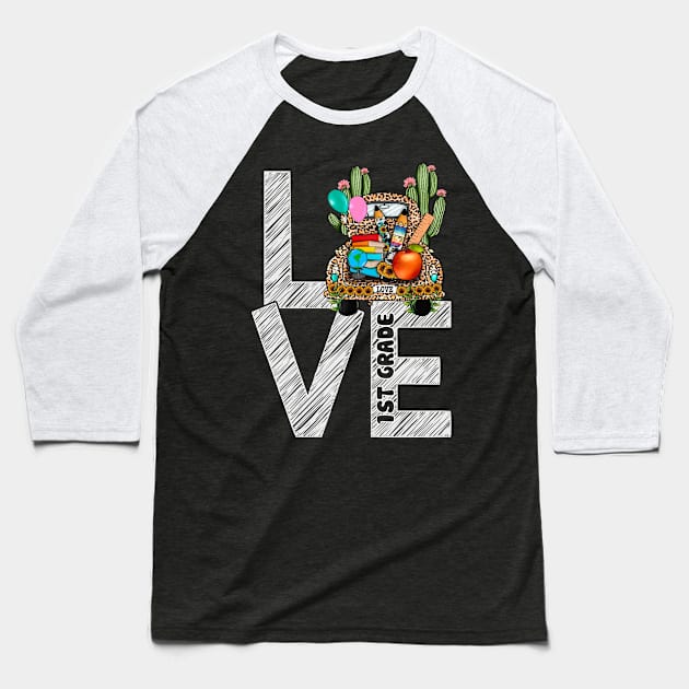 Love 1st Grade Apple Funny Baseball T-Shirt by peskyrubeus